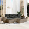 Salon de jardin avec coussins 7 pcs gris résine tressée 636648636648