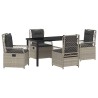 Ensemble de salle à manger pour jardin 5 pcs Gris clair 636651636651
