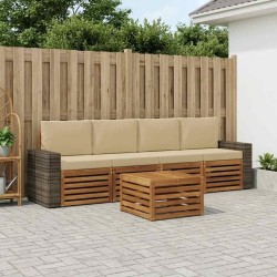 Ensemble de canapés d'extérieur 5 pcs Naturel et Beige 636652636652