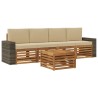 Ensemble de canapés d'extérieur 5 pcs Naturel et Beige 636652636652