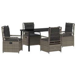 Ensemble de salle à manger pour jardin 5 pcs Gris polyrotin 636653636653
