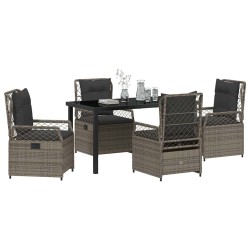 Ensemble de salle à manger pour jardin 5 pcs Gris polyrotin 636653636653
