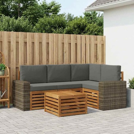 Ensemble de canapés d'extérieur 5 pcs Naturel et Anthracite 636656636656
