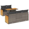 Salon de jardin avec coussins 6 pcs gris résine tressée acacia 636663636663