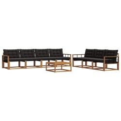 Ensemble de canapés d'extérieur 8 pcs Naturel et Noir 636668636668