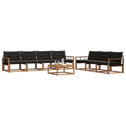 Ensemble de canapés d'extérieur 8 pcs Naturel et Noir 636668636668