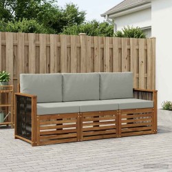 Ensembles de canapés avec coussin 3 pcs Bois d'Acacia Massif 636675636675