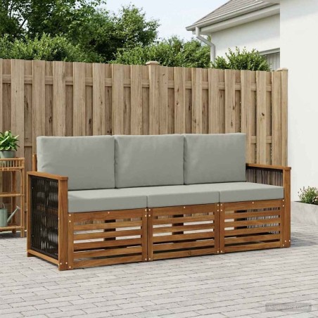 Ensembles de canapés avec coussin 3 pcs Bois d'Acacia Massif 636675636675