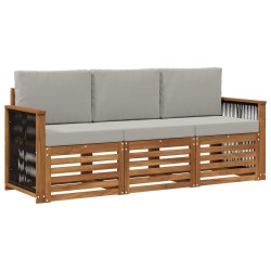 Ensembles de canapés avec coussin 3 pcs Bois d'Acacia Massif 636675636675