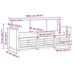 Ensembles de canapés avec coussin 3 pcs Bois d'Acacia Massif 636675636675