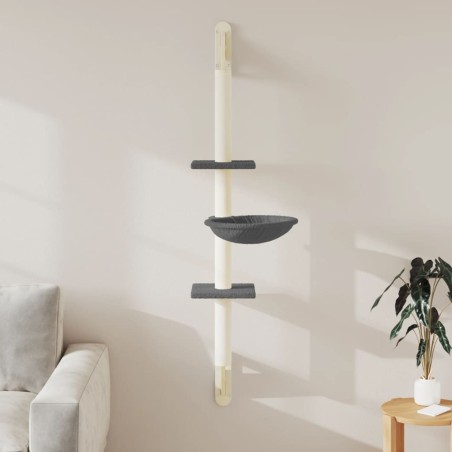 Arbre à chat mural avec griffoir gris foncé 142,5 cm 636677636677
