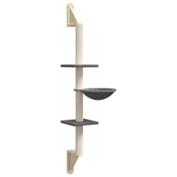 Arbre à chat mural avec griffoir gris foncé 142,5 cm 636677636677