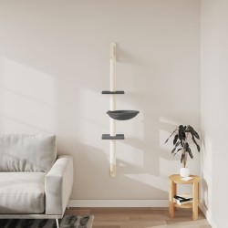 Arbre à chat mural avec griffoir gris foncé 142,5 cm 636677636677
