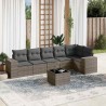 Salon de jardin avec coussins 7 pcs gris résine tressée 636682636682