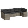 Salon de jardin avec coussins 7 pcs gris résine tressée 636685636685