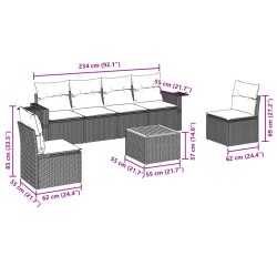 Salon de jardin avec coussins 7 pcs gris résine tressée 636687636687