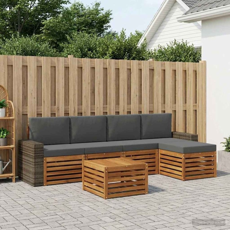 Ensemble de canapés d'extérieur 6 pcs Naturel et Anthracite 636688636688