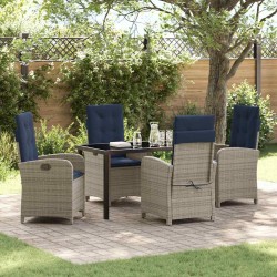 Ensemble de salle à manger pour jardin 5 pcs Gris polyrotin 636689636689