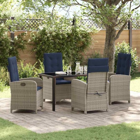 Ensemble de salle à manger pour jardin 5 pcs Gris polyrotin 636689636689