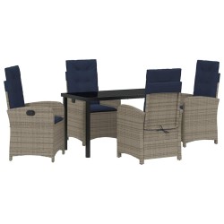 Ensemble de salle à manger pour jardin 5 pcs Gris polyrotin 636689636689