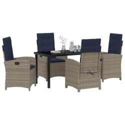 Ensemble de salle à manger pour jardin 5 pcs Gris polyrotin 636689636689