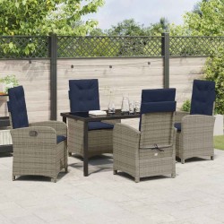 Ensemble de salle à manger pour jardin 5 pcs Gris polyrotin 636689636689