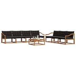 Ensemble de canapés d'extérieur 8 pcs Naturel et Noir 636690636690