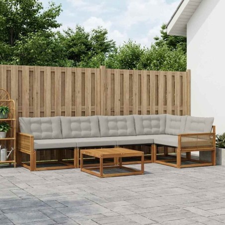 Ensemble de canapés d'extérieur 6 pcs Naturel et gris clair 636707636707