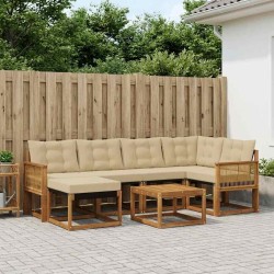 Ensemble de canapés d'extérieur 7 pcs Naturel et Beige 636708636708
