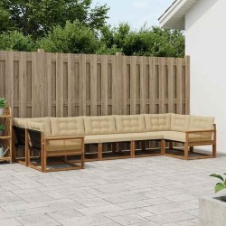 Ensemble de canapés d'extérieur 7 pcs Naturel et Beige 636709636709