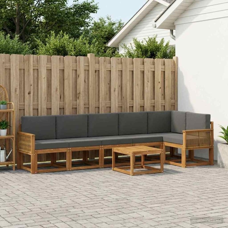Ensemble de canapés d'extérieur 7 pcs Naturel et Anthracite 636710636710