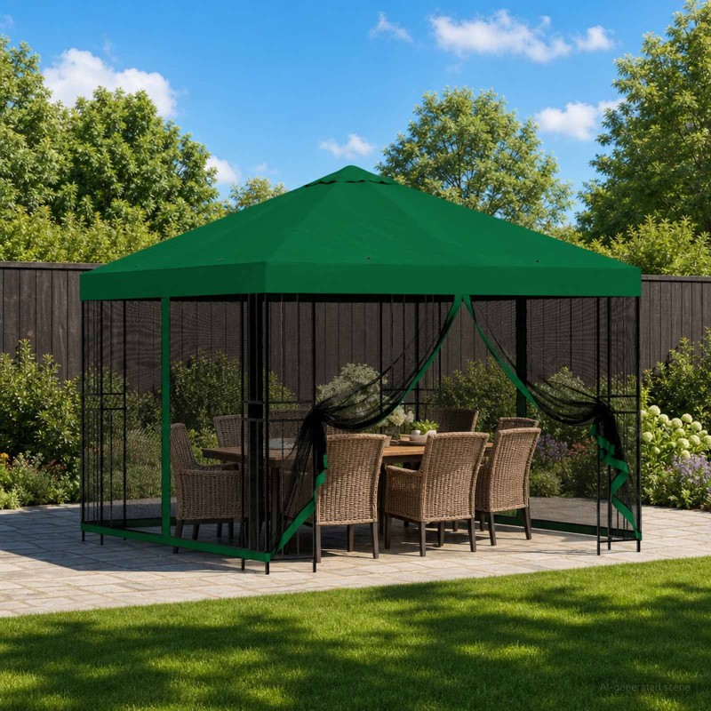 Abri de jardin avec parois 3 x 3 m Vert Polyester et Acier 636715636715
