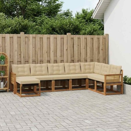 Ensemble de canapés d'extérieur 8 pcs Naturel et Beige 636726636726