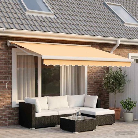 Auvent rétractable Sable 300 x 250 cm Tissu et Métal 636729636729