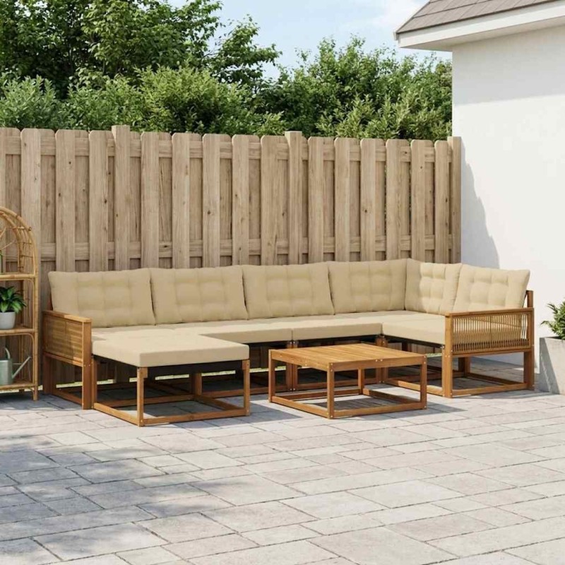 Ensemble de canapés d'extérieur 7 pcs Naturel et Beige 636744636744