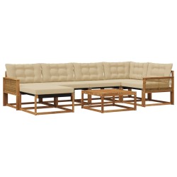 Ensemble de canapés d'extérieur 7 pcs Naturel et Beige 636744636744
