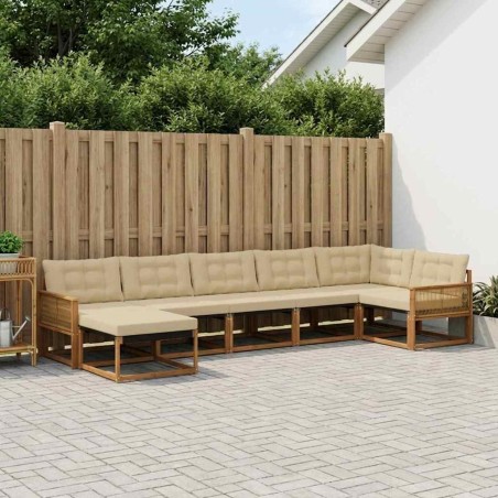 Ensemble de canapés d'extérieur 7 pcs Naturel et Beige 636745636745