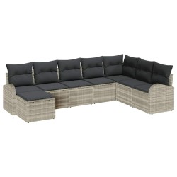 Ensemble de canapé de jardin 8 pcs Gris clair Poly rotin 636750636750