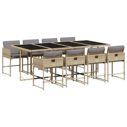 Ensemble à manger de jardin et coussins 9 pcs mélange beige 636755636755