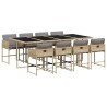 Ensemble à manger de jardin et coussins 9 pcs mélange beige 636755636755