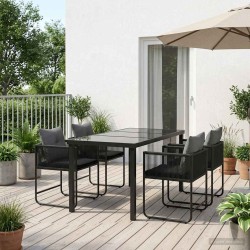 Ensemble de salle à manger pour jardin 5 pcs Noir et anthracite 636756636756