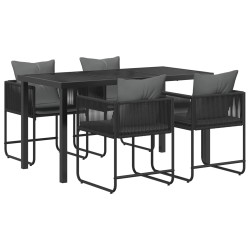 Ensemble de salle à manger pour jardin 5 pcs Noir et anthracite 636756636756