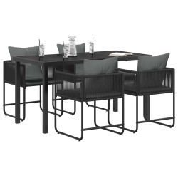 Ensemble de salle à manger pour jardin 5 pcs Noir et anthracite 636756636756