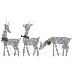Famille de rennes de Noël 270x7x90cm Argenté Blanc froid Maille 636757636757