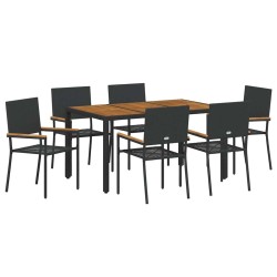 Ensemble de salle à manger pour jardin 7 pcs Noir polyrotin 636758636758