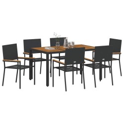 Ensemble de salle à manger pour jardin 7 pcs Noir polyrotin 636758636758