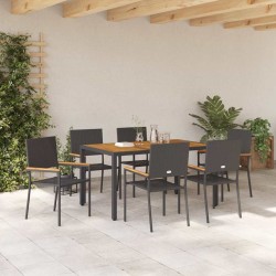 Ensemble de salle à manger pour jardin 7 pcs Noir polyrotin 636758636758