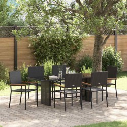Ensemble de salle à manger pour jardin 7 pcs Noir polyrotin 636759636759