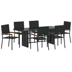 Ensemble de salle à manger pour jardin 7 pcs Noir polyrotin 636759636759