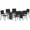 Ensemble de salle à manger pour jardin 7 pcs Noir polyrotin 636759636759